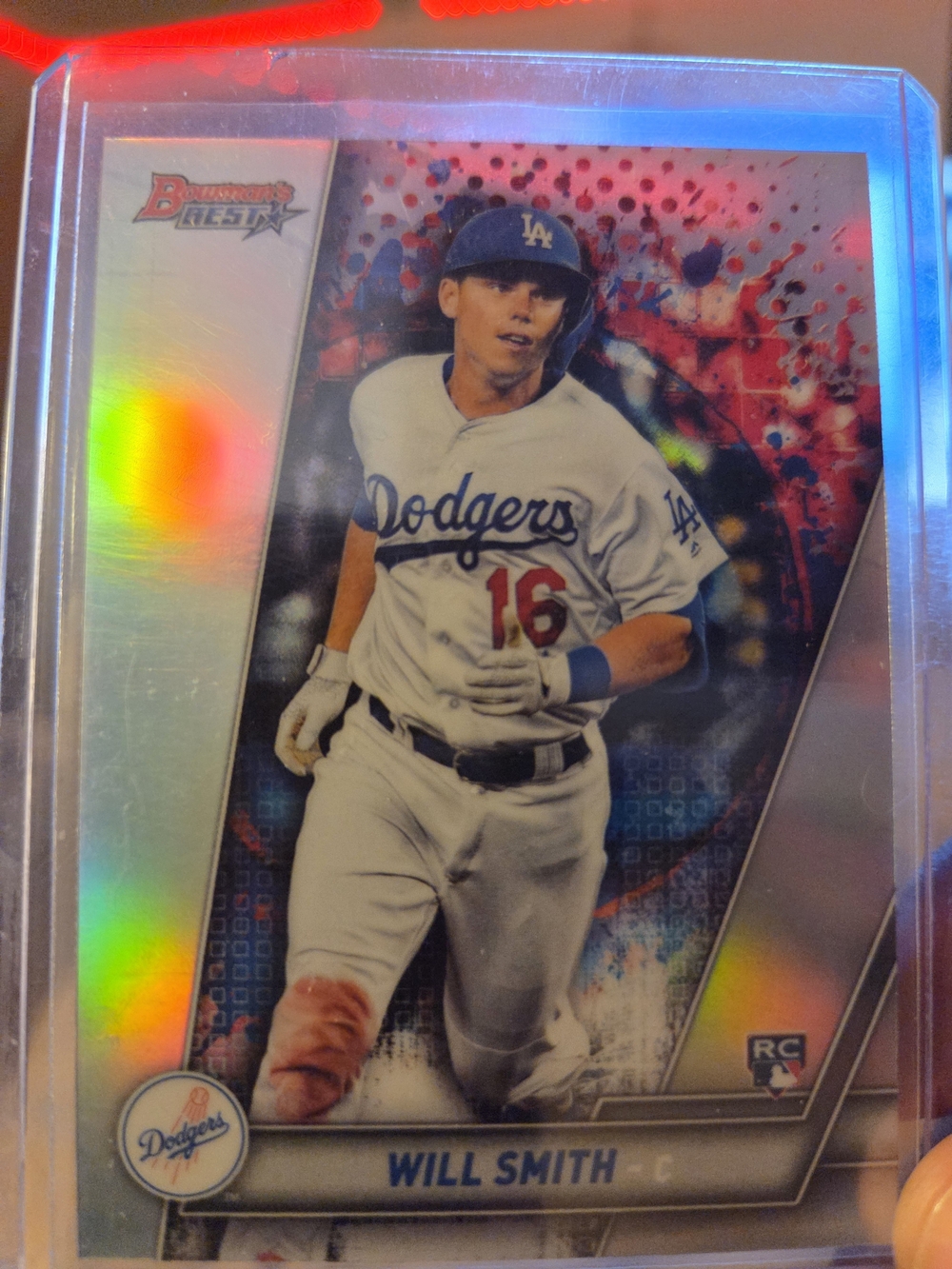Topps Dodgers Blue Red Refractor Will Smith Card Back RC!
